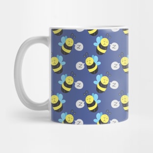 Sleepy Bee Blue Pattern Mug